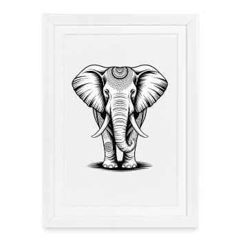 Elephant Trunk Africa Safari Wilderness Elephant - Framed poster (27 × 37 cm) - white - Front