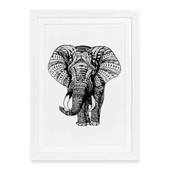 Elephant Trunk Africa Safari Wilderness Elephant - Framed poster (27 × 37 cm) - white - Front