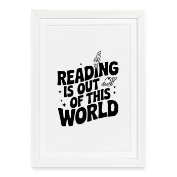 Lesen ist außerirdisch - Gerahmtes Poster (27 × 37 cm) - Weiß - Vorne