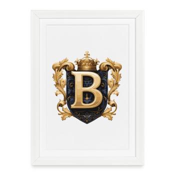 B Letter Name Crown - Framed poster (27 × 37 cm) - white - Front