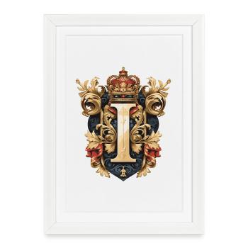 I Lettre Nom Couronne - Affiche encadrée (27 × 37 cm) - blanc - Devant