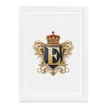 E Letter Name Crown - Framed poster (27 × 37 cm) - white - Front