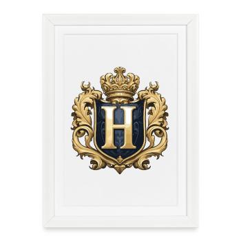 H Lettre Nom Couronne - Affiche encadrée (27 × 37 cm) - blanc - Devant