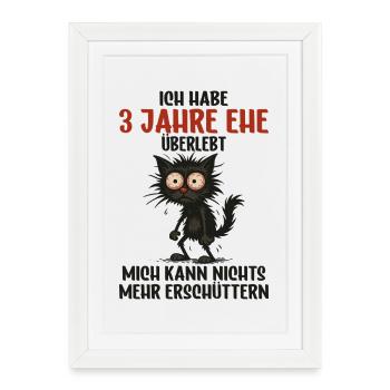 3e anniversaire de mariage, 3 ans de mariage, 3 ans de mariage - Affiche encadrée (27 × 37 cm) - blanc - Devant