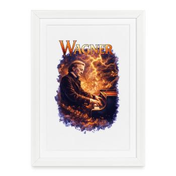 Portrait du feu au piano - Affiche encadrée (27 × 37 cm) - blanc - Devant