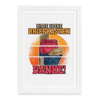 Facteur : VEUILLEZ VIDER LA BOÎTE AUX LETTRES MERCI ! DRÔLE - Affiche encadrée (27 × 37 cm) - blanc - Devant