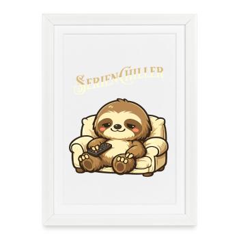 Jeu de mots sur la série Sloth Chiller : jeu de mots - Affiche encadrée (27 × 37 cm) - blanc - Devant