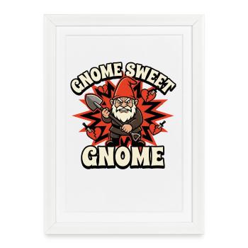 Evil Gnome, Dark Gnome, Goth Gnome, Funny Gnome - Framed poster (27 × 37 cm) - white - Front