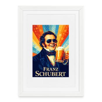 Affiche rétro de la bière de Franz Schubert - Affiche encadrée (27 × 37 cm) - blanc - Devant