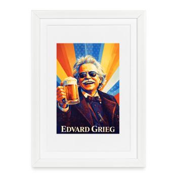 Compositeur rétro avec verre à bière - Affiche encadrée (27 × 37 cm) - blanc - Devant