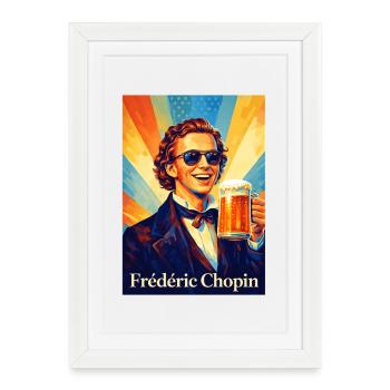 Portrait rétro de bière dans des rayons de soleil chauds - Affiche encadrée (27 × 37 cm) - blanc - Devant