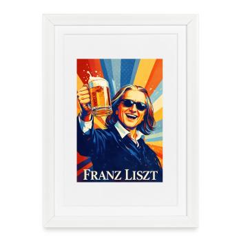 Franz Liszt Pop Art Toast Tea - Framed poster (27 × 37 cm) - white - Front