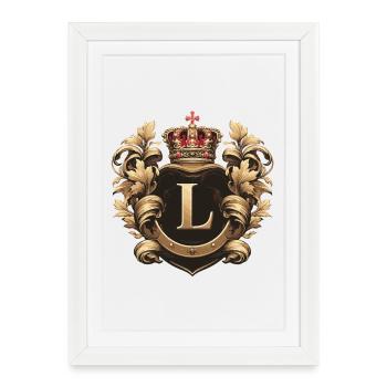 L Letter Name Crown - Framed poster (27 × 37 cm) - white - Front