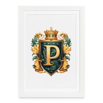 P Letter Name Crown - Framed poster (27 × 37 cm) - white - Front