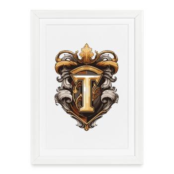 T Letter Name Crown - Framed poster (27 × 37 cm) - white - Front