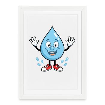 Drop d’eau heureuse avec des baskets - Affiche encadrée (27 × 37 cm) - blanc - Devant