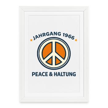 Vintage 1966 Peace & Attitude - Framed poster (27 × 37 cm) - white - Front