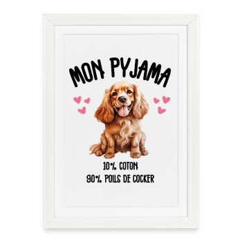 Pyjama Chien Cocker Drôle - Affiche encadrée (27 × 37 cm) - blanc - Devant