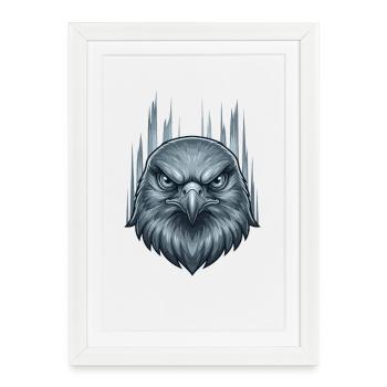 Icy Storm Eagle Head - Framed poster (27 × 37 cm) - white - Front