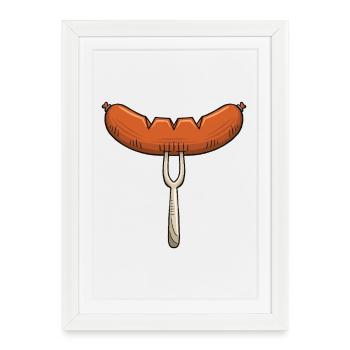 Bratwurst Grill Outfit Fans de grill Amoureux de saucisses - Affiche encadrée (27 × 37 cm) - blanc - Devant
