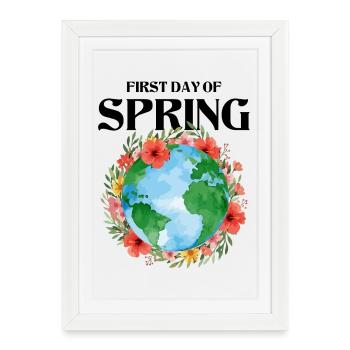 Premier jour de l’équinoxe de printemps Joyeuses Pâques Ostara - Affiche encadrée (27 × 37 cm) - blanc - Devant