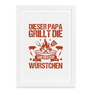 Barbecue, fête des pères, papa - Affiche encadrée (27 × 37 cm) - blanc - Devant