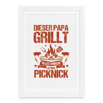 Barbecue, fête des pères, papa - Affiche encadrée (27 × 37 cm) - blanc - Devant