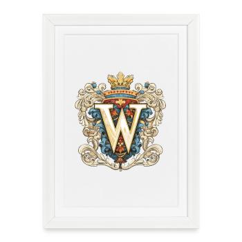 W Letter Name Crown - Framed poster (27 × 37 cm) - white - Front