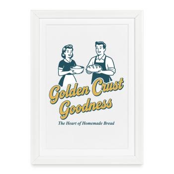 Baking sourdough bread with a golden crust - Framed poster (27 × 37 cm) - white - Front