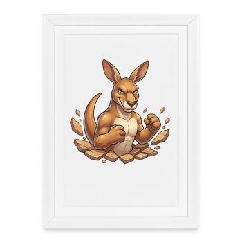 Powerful kangaroo in the rock quarry - Framed poster (27 × 37 cm) - white - Front