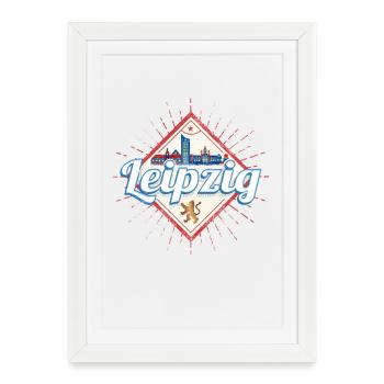 Leipzig Germany Saxony Vintage Souvenir - Framed poster (27 × 37 cm) - white - Front