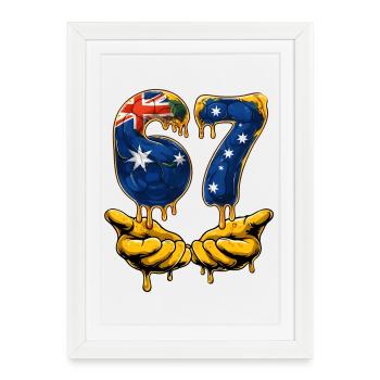 67 Soccer Meme 67 T Shirt, Soccer 67 Football - Affiche encadrée (27 × 37 cm) - blanc - Devant