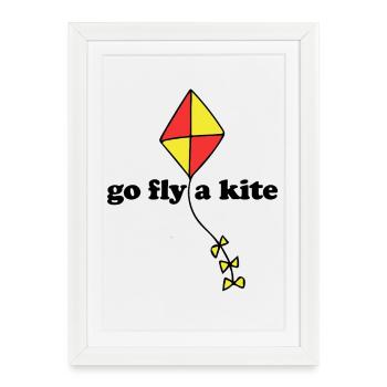 Cerf-volant diamant rouge jaune - Affiche encadrée (27 × 37 cm) - blanc - Devant