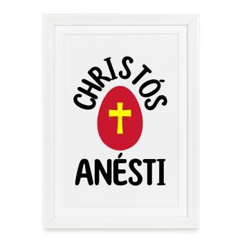Christos Anesti Œufs de Pâques grecs orthodoxes - Affiche encadrée (27 × 37 cm) - blanc - Devant