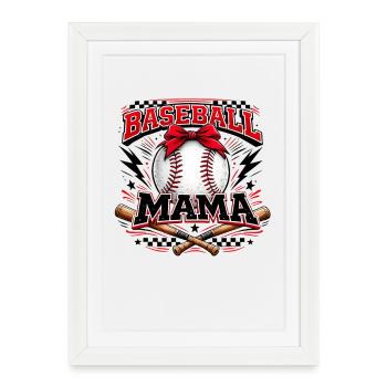 Jour du match de baseball Mama Shirt de maman - Affiche encadrée (27 × 37 cm) - blanc - Devant