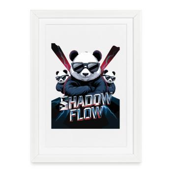 Shadow Flow Panda Crew avec des lunettes de soleil stylées - Affiche encadrée (27 × 37 cm) - blanc - Devant