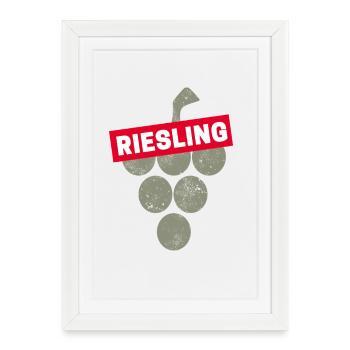 Vin Riesling Vine, buveur de vins millésimes et vinificateurs, vin - Affiche encadrée (27 × 37 cm) - blanc - Devant