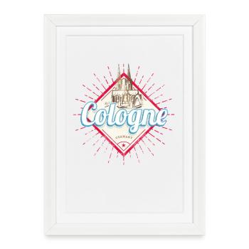 Cologne City Germany Retro Cathedral Vintage Souvenir - Framed poster (27 × 37 cm) - white - Front