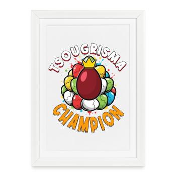 Tsougrisma Champion grec orthodoxe de Pâques - Affiche encadrée (27 × 37 cm) - blanc - Devant