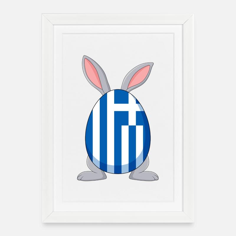 Little Tsourekaki Greek Easter Pascha Rabbit Bunny - Framed poster (27 × 37 cm) - white