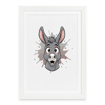 Cartoon Donkey in Spritz Splash - Framed poster (27 × 37 cm) - white - Front
