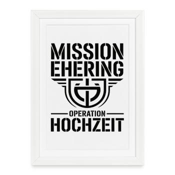 Bague de mariage Mission – Opération Humour de mariage - Affiche encadrée (27 × 37 cm) - blanc - Devant