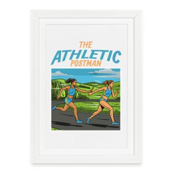Course de relais : Le facteur athlétique - Affiche encadrée (27 × 37 cm) - blanc - Devant