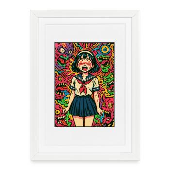 Monstre Night Sailor Girl - Affiche encadrée (27 × 37 cm) - blanc - Devant