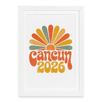Cancún 2026 Retro Sunset - Framed poster (27 × 37 cm) - white - Front