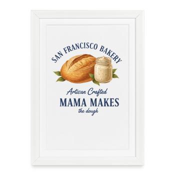 Pain au levain : Maman qui fait la pâte - Affiche encadrée (27 × 37 cm) - blanc - Devant