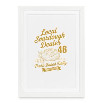 Vendeur local de levain Pain au levain fraîchement cuit chaque jour - Affiche encadrée (27 × 37 cm) - blanc - Devant
