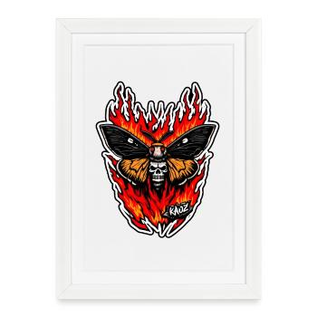 Enfer du Papillon de Flamme - Affiche encadrée (27 × 37 cm) - blanc - Devant