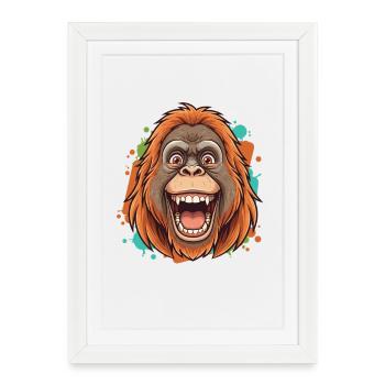 Laughing Orangutan Comic - Framed poster (27 × 37 cm) - white - Front