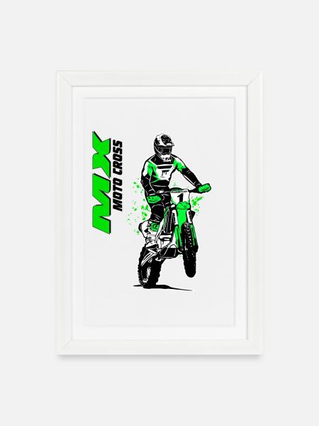 Moto Cross - Supercross - Motocross  - Gerahmtes Poster (27 × 37 cm) - Weiß